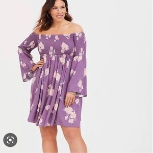 Torrid Purple Floral Off The Shoulder Midi Dress 2